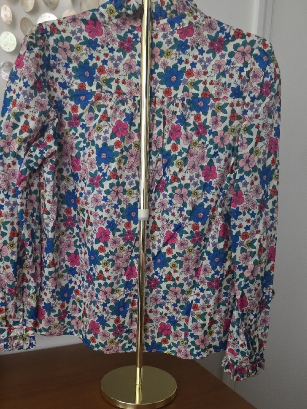 Boden Floral Pintuck Blouse - Blue, Pink & Cream - Picture 2 of 3